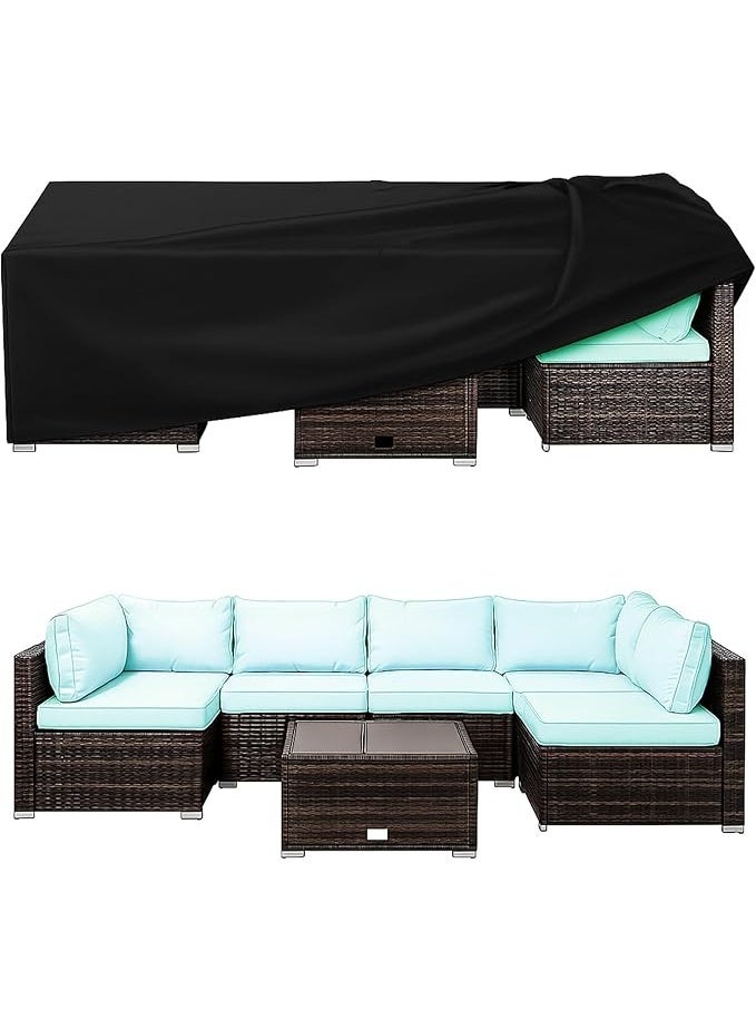 أغطية اثاث الحديقة والفناء مقاومة للماء، أغطية واقية من قماش اوكسفورد عالية التحمل مقاومة للأشعة فوق البنفسجية لكنبة مربعة في الهواء الطلق، 320×320×72 - Image 1